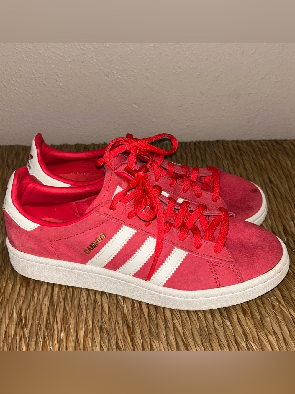 adidas Women’s Campus Suede Sneakers in Red and White